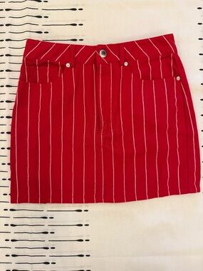 Forever 21 Red Pinstripe Mini Skirt